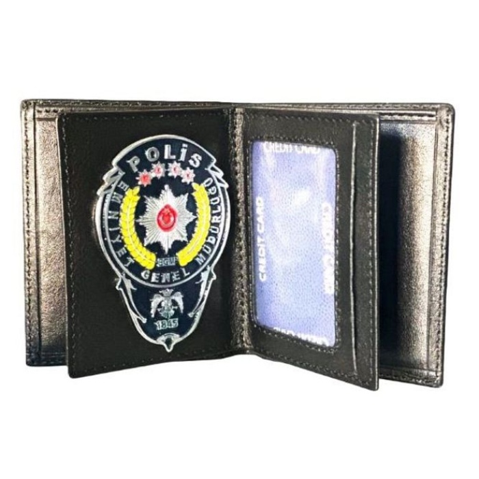 Klasik Cüzdan Metal Rozetli Hakiki Deri