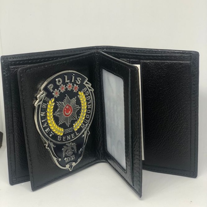 Klasik Cüzdan Metal Rozetli Hakiki Deri