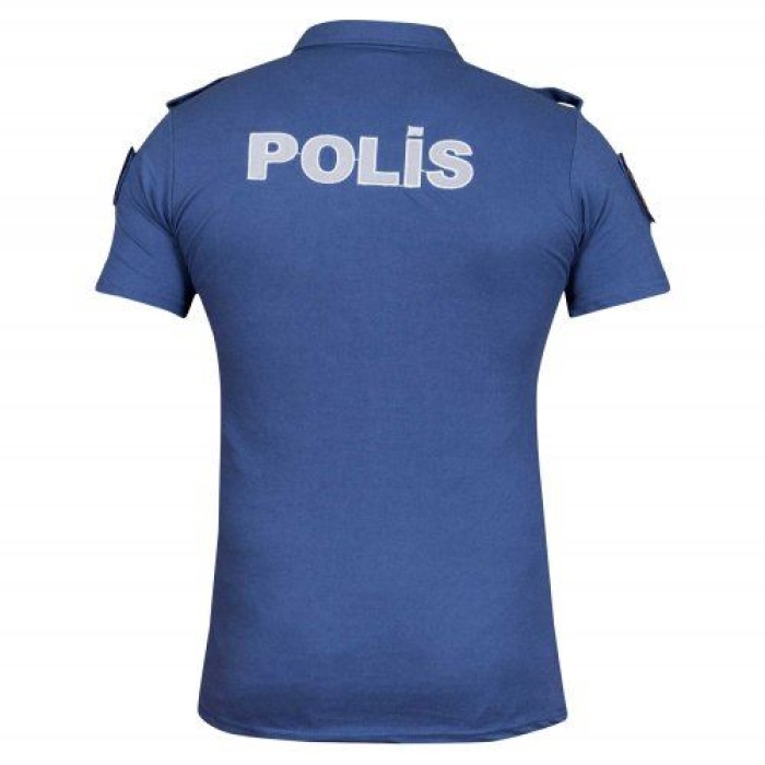 Polis Tişörtü Mavi Lacoste Yaka