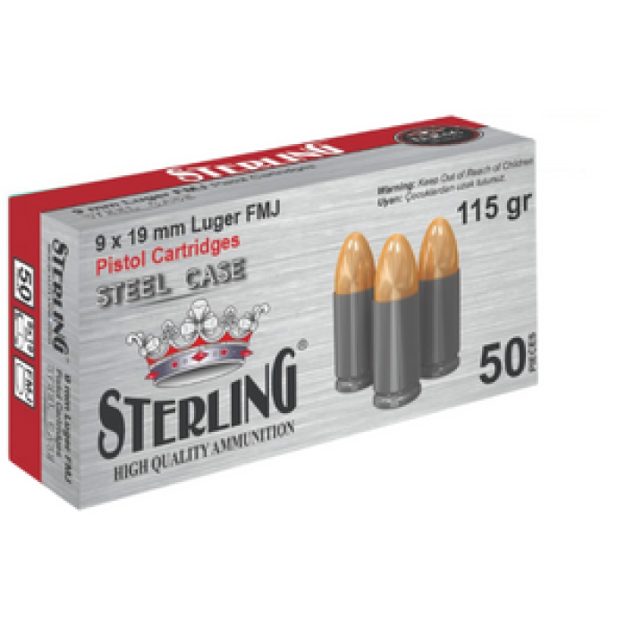 9X19 MM LUGER STERLING FMJ-115 GRN ÇELİK KOVAN