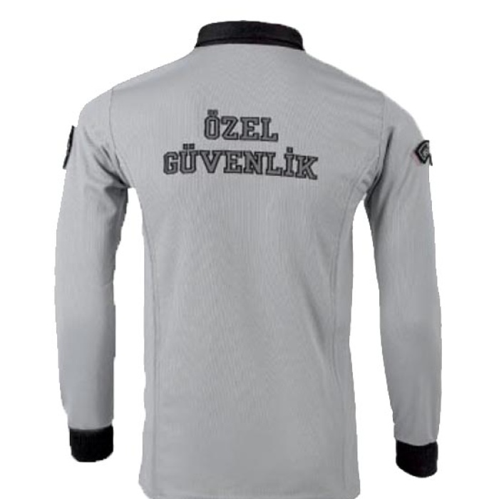 Özel Güvenlik Tişörtü Yeni Model Gri Renk Uzun Kol