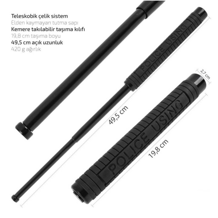 Açılır Teleskopik Police Jop – Siyah