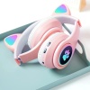 Kedi Figürlü Bluetooth Kulaklık Pembe Renkli