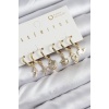 Pirinç Zirkon Taşlı İstiridye Balina Ve Yıldız Gold Renk 6lı Küpe Set