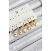 Pirinç Zirkon Taşlı Yonca Model Gold Renk 6lı Küpe Set