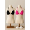 Kadın Siyah ve Fuşya Minimal Kesim Üçgen Bikini Üstü – Modern ve Şık Tasarım