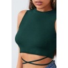 Kadın Yeşil Çapraz Bağlamalı Crop Top Büstiyer – Modern ve Şık Tasarım