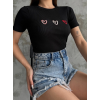 Üçlü kalp nakışlı bluz