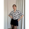 Siyah beyaz baskılı crop gömlek