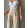 Pileli keten pantolon s255046