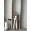 Pileli keten pantolon s255046