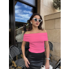 Madonna yaka sıfır kol bluz pembe
