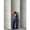 Crop pantolon keten takım s255012