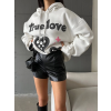 3 iplik şardonlu oversize true baskılı sweat Beyaz