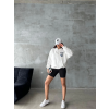 3 iplik şardonlu oversize kafa baskılı sweat beyaz