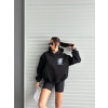 3 iplik şardonlu oversize kafa baskılı sweat siyah