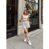 Çizgili şortlu takım gri s3978