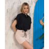 Sıfır kollu bağlamalı crop gömlek siyah s255359