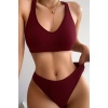 Kadın Bordo Desteksiz Seamless Tangalı   İç Çamaşır  Takımı