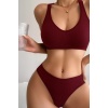 Kadın Bordo Desteksiz Seamless Tangalı   İç Çamaşır  Takımı