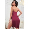 Kadın Bordo Cut Out Detaylı Yırtmaçlı Sexy Gecelik – Modern ve Şık Tasarım