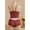 Kadın Bordo Dantel Bralet Şort Takımı – Asil ve Sofistike İç Giyim