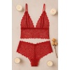 Kadın Kırmızı Dantel Bralet Şort Takımı – Tutkulu ve Çekici İç Giyim