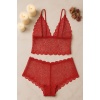 Kadın Kırmızı Dantel Bralet Şort Takımı – Tutkulu ve Çekici İç Giyim