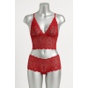 Kadın Kırmızı Dantel Bralet Şort Takımı – Tutkulu ve Çekici İç Giyim