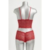 Kadın Kırmızı Dantel Bralet Şort Takımı – Tutkulu ve Çekici İç Giyim