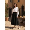 Kadın Siyah Double Kumaş Beli Lastikli Cepli Etek