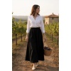 Kadın Siyah Double Kumaş Beli Lastikli Cepli Etek