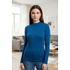 Kadın Mavi Parmak Detaylı Esnek Uzun Kollu Body