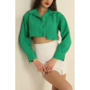 Poplin crop gömlek yeşil s3060