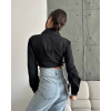 Yanı kemer detaylı crop gömlek siyah s4009