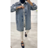 Taşlı tunik ceket kar yıkama orta mavi d2516