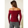 Madonna Yaka Düğmeli Bluz bordo t4329