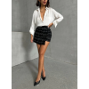 İki düğmeli ch kumaş şort etek siyah h26414