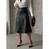 Komple parçalı deri etek siyah h26441