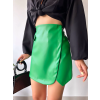Cep detaylı oval kapaklı deri etek yeşil h240048