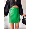 Cep detaylı oval kapaklı deri etek yeşil h240048