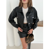Crop bomber deri ceket siyah st2551985