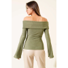 Omzu Açık Fermuarlı Bluz haki T4330