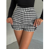 Kapaklı kaşe şort etek siyah beyaz kazayağı h261218