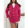 Çok düğmeli kemerli yüksek kaliteli astarlı ceket fuşya os255859