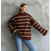 Çizgili ispanyol kol triko boğazlı kahve beyaz elf