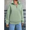 3 iplik Şardonlu yarım fermuarlı sweatshirt mint