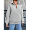 3 iplik Şardonlu yarım fermuarlı sweatshirt gri