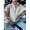 3 iplik Şardonlu yarım fermuarlı sweatshirt gri