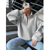 3 iplik Şardonlu yarım fermuarlı sweatshirt gri